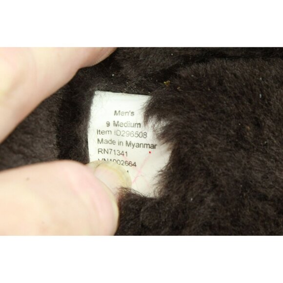 LL Bean Dark Brown Suede Wicked Good Shearling Lined Venetian Slippers Size 9 M - Picture 8 of 9